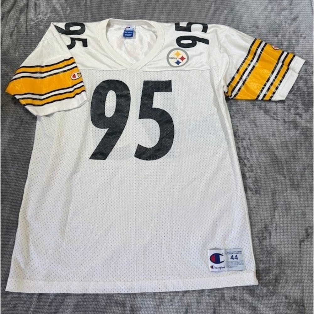 Vintage Champion Greg Lloyd Pittsburgh Steelers #95 Jersey‎ White Mens 44 Large